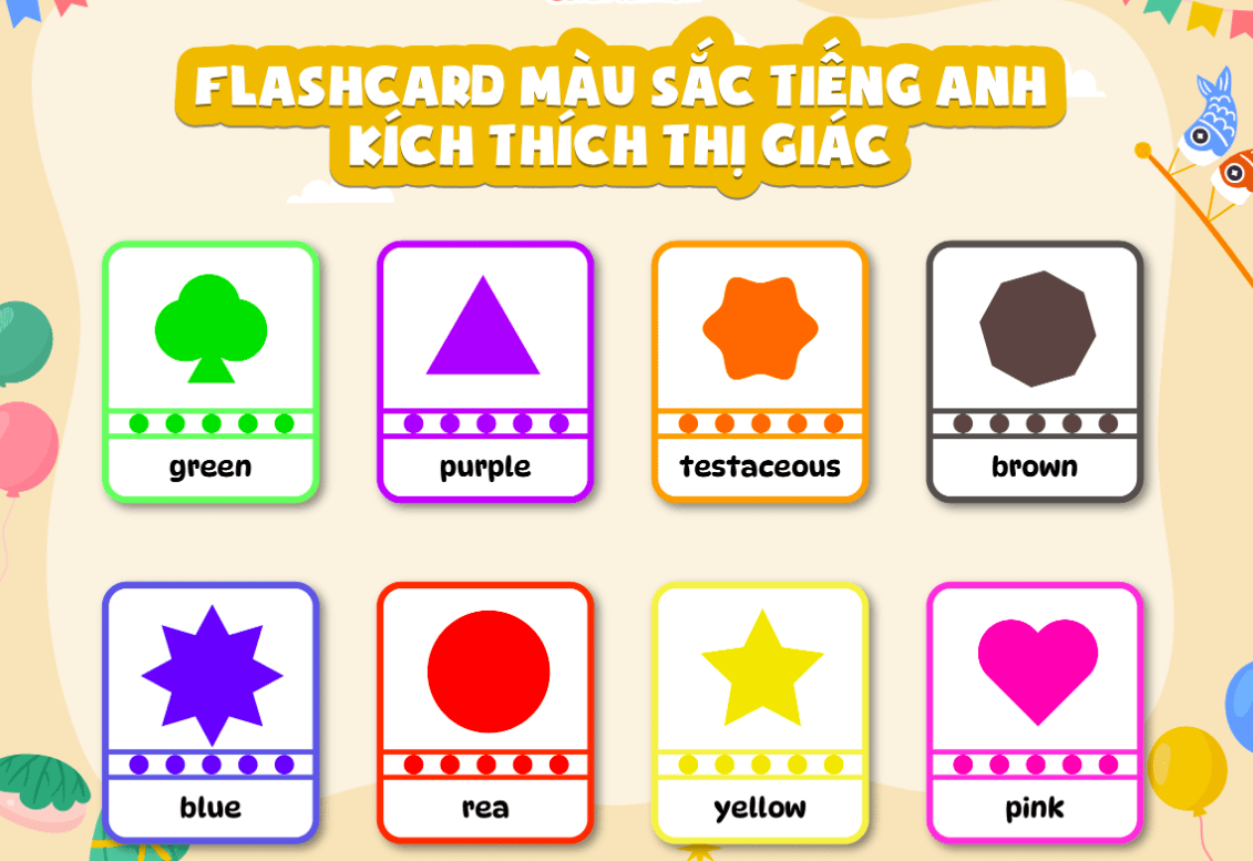 Dạy bé học bảng màu sắc tiếng Anh qua thẻ flashcard 