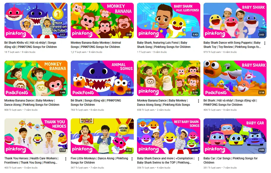 Baby Shark - Pinkfong Kids’ Songs & Stories : Kênh youtube cho trẻ học tiếng Anh hiệu quả tại nhà