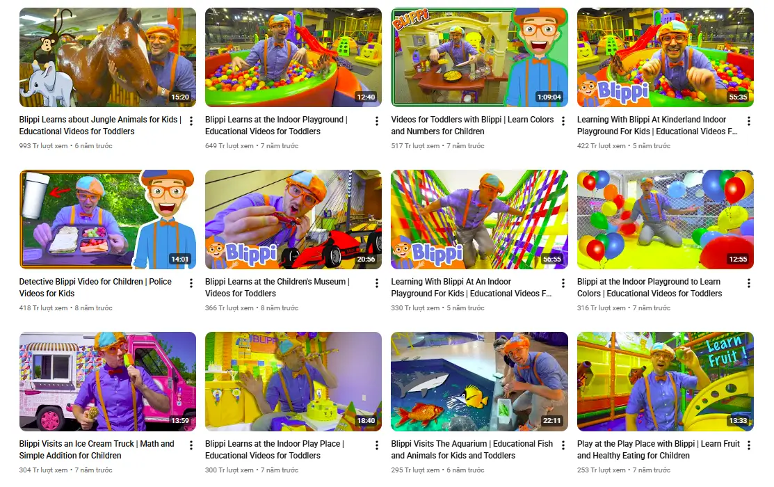 Blippi - Educational Videos for Kids: Kênh youtube cho trẻ học tiếng Anh hiệu quả tại nhà